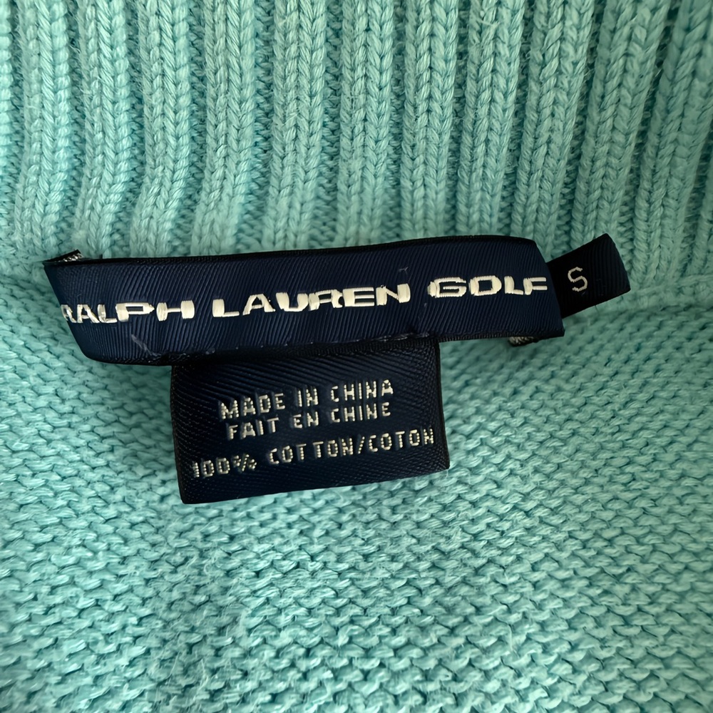 Polo Ralph Lauren Golf W’s Full Zip Sweater Small Aqua sky blue Jacket cotton - Picture 5 of 14